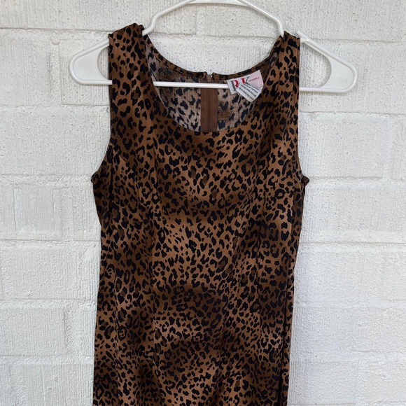 Vintage R & K Originals Leopard Print Ruffle Hem Dress sz 8 - Picture 3 of 6